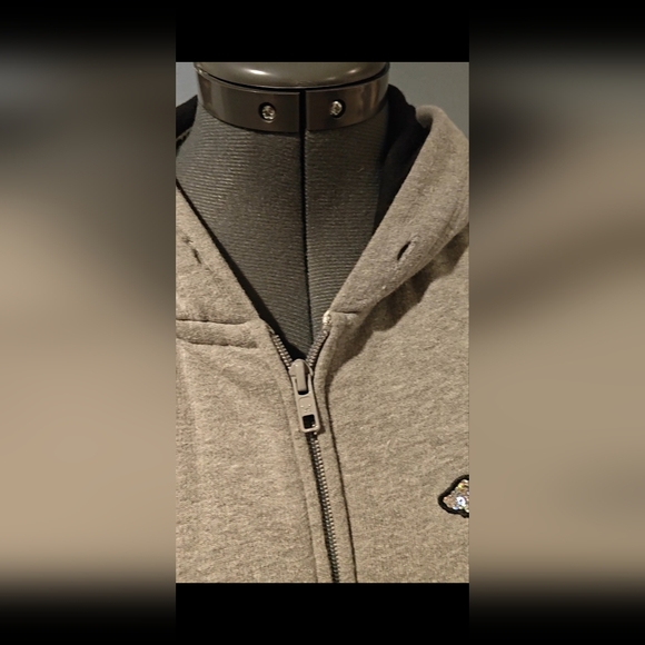 PINK Victoria's Secret Sequin Bling Sleeve Gray Hoodie Size Small *NO STRING* - Picture 9 of 13